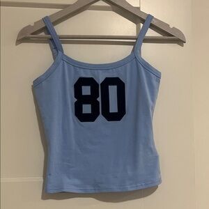 Edikted Light Blue Tank Top with Navy '80' Graphic